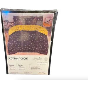 Cotton Touch dekbedovertrek - 240x220cm - zwart/geel