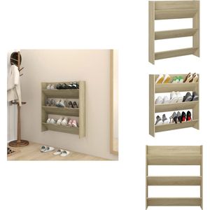 vidaXL Wandschoenenkast - Wandschoenenkasten - Wandkast Voor Schoenen - Wandkasten Voor Schoenen - Wandschoenenkast 80x18x90 cm bewerkt hout sonoma eikenkleur