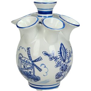 Kruiken En Flessen - Vase Fine Earthenware Blue 11x11x14cm-tulpen vaas-rozen vaas-Kunstbloemen vaas-bloemenvaas