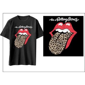 The Rolling Stones - Leopard Print Tongue Heren T-shirt - XL - Zwart