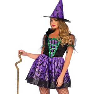 Wonderland - Heks & Spider Lady & Voodoo & Duistere Religie Kostuum - Vreselijk Vleermuis Vleugel Heks - Vrouw - Paars - Medium / Large - Halloween - Verkleedkleding