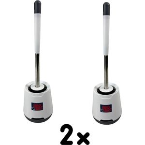 Synx Tools 2x Toiletborstel met Houder Siliconen Wit - Set van 2 stuks- WC Borstel met Houder - Staand en Hangend - Toiletborstel met houder - Toiletborstel - Antibacterieel - siliconen wc borstel - zwart - toiletborstels