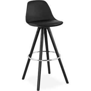 Hoge Barkruk Parvati - Zithoogte 75cm - Zwart - Set van 1 - Keuken - Barstoelen - Met rugleuning - Kunstleer - Zwart frame