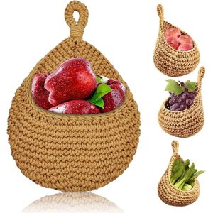 Ibenzoa® Stijlvolle Hangende Jute Fruitmanden voor Keuken- en Interieurdecoratie