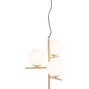 QAZQA flore - Design Hanglamp - 3 lichts - Ø 40 cm - Goud/messing - Woonkamer | Slaapkamer | Keuken