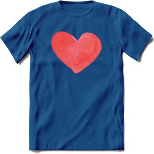 Valentijn Pastel waterverf Hart T-Shirt | Grappig Valentijnsdag Cadeautje voor Hem en Haar | Dames - Heren - Unisex | Kleding Cadeau | - Donker Blauw - XXL