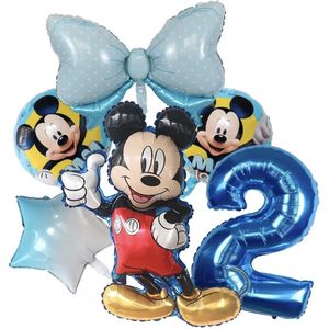 Mickey Mouse - Jomazo - Mickey Mouse folieballonnen met cijfer - Mickey Mouse verjaardag - Kinderverjaardag - Mickey Mouse 2 jaar - Mickey Mouse ballonnen - Mickey mouse ballon - Mickey Mouse ballonnen set - feest versiering - Disney kinderfeest