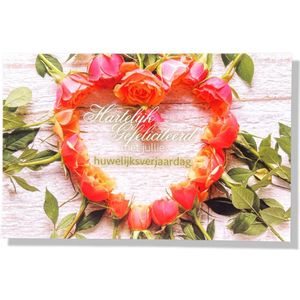 Getrouwd! Luxe huwelijk wenskaart Rode rozen - 12x17cm - Gevouwen kaart inclusief envelop - Huwelijkskaart