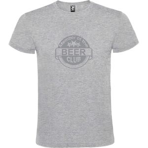 Grijs  T shirt met  "" Member of the Beer club ""print Zilver size XS