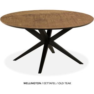 Maxfurn - Eettafel rond met verjongde rand | Zeer krasvast | Kleur: Old teak | diameter 130cm