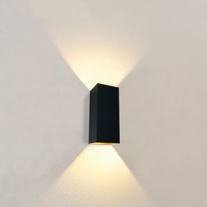 Wandlamp Dante 2 XL Zwart/Goud - 10x9x24cm - 2x GU10 LED 4,8W 2700K 355lm - IP20 - Dimbaar > wandlamp zwart goud | wandlamp binnen zwart goud | wandlamp hal zwart goud | wandlamp woonkamer zwart goud | wandlamp slaapkamer zwart goud
