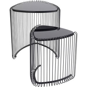 Kare Bijzettafel Wire Triangle Black (Set van 2)