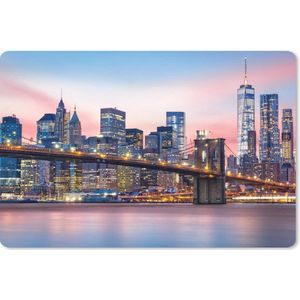 Bureau mat - New York - Brooklyn bridge - Verlichting - 60x40