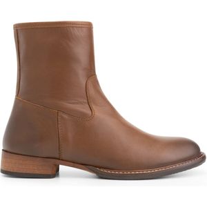 Mysa Susana - Dames Leren Enkellaarzen - Nette schoenen vrouwen - Cognac Bruin Leer - Maat 36