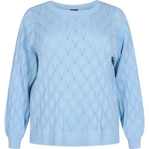 ZIZZI MELSA, L/S, BOATNECK PULLOVER Dames Blouse - Light Blue - Maat XL (54-56)