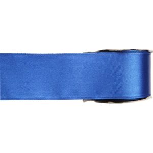 1x Hobby/decoratie blauwe satijnen sierlinten 2,5 cm/25 mm x 25 meter - Cadeaulint satijnlint/ribbon - Striklint linten blauw