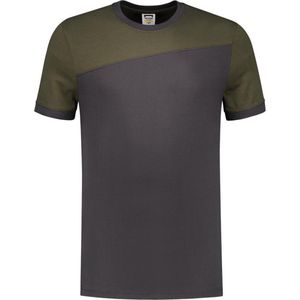 Tricorp T-shirt Bicolor Naden 102006 Donkergrijs / Army  - Maat 3XL