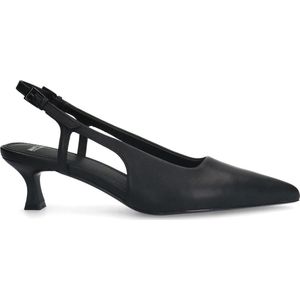 Manfield - Dames - Zwarte leren slingback pumps - Maat 38