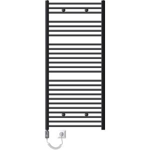 Elektrische badkamerradiator met verwarmingselement 1200W 750x1500 mm antraciet, recht met zijaansluiting LuxeBath