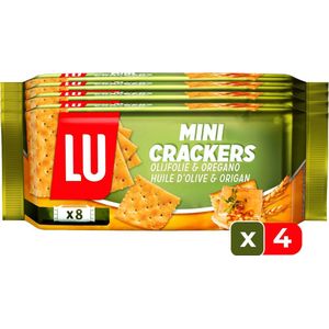 LU Mini Crackers Olijfolie & Oregano 8 Pakjes 250g - 4 stuks - Snack - Tussendoor - Toast - Voordeelverpakking