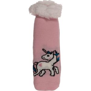 gevoerde sokken Eenhoorn Roze huissokken met antislip mt 22-26