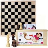 Longfield Games Houten Schaakspel - 40 x 40 cm - Voor alle leeftijden - Inclusief 16 witte en 16 zwarte schaakstukken