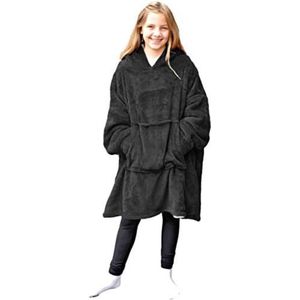 Hodie Deken Met Mouwen - Hoodie Deken Kinderen - Zwart