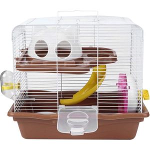 Knaagdierkooi hamsterkooi met accessoires - 35 x 265 x 32 cm - leefruimte voor kleine dieren - hamsterwiel - loopfiets - huisdierbenodigdheden