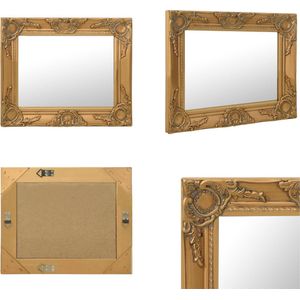 vidaXL Wandspiegel barok stijl 50x40 cm goudkleurig - Wandspiegel - Wandspiegels - Spiegel - Badkamerspiegel