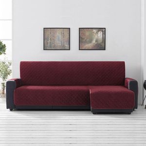 Velvet Quilt Chaise Longue Rechts - Bankbeschermer - 280cm breed - Rood - Soft Touch - Anti-slip onderkant