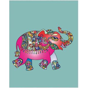 HappyBook - Notitieboek - Notebook - Spiritueel - Olifant - Turquoise - Kleurig - Werk - Studie - School - Dagboek - Cadeau - Spiritueel Patroon - Dagboek - Softcover - Elastiek - Journal - Diary - Dagboek - Lifestyle Journal - Plannen opschrijven