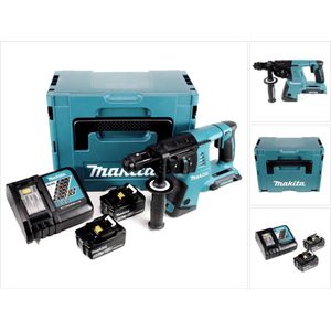 Makita DHR 264 2 x 18 V / 36 V Li-Ion SDS Plus accuklopboormachine in Makpac 4 met inzetstuk + 2 x BL 1850 B 18 V 5,0 Ah Li-Ion accu + 1 x DC18RC lader