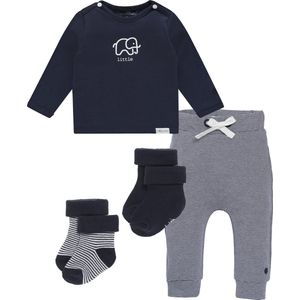 Noppies SET (4delig) Blauwe Broek, shirt en 2 paar sokjes - Maat 68