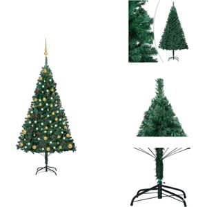 vidaXL Kunstkerstboom - PVC Kerstboom - 150 cm - groen - met 150 LEDs - Decoratieve kerstboom