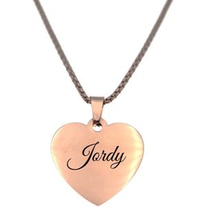 Ketting - Hart - Met Naam - Jordy - Rosegoud