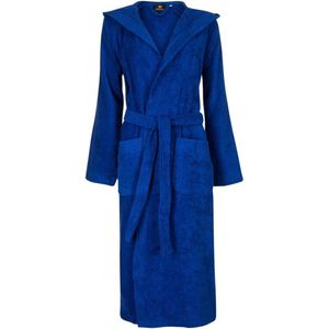 Unisex badjas kobaltblauw - badstof katoen - sauna badjas capuchon - maat L/XL