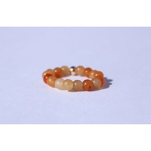 Bixorp Gems Edelsteen Ring van Carneool  - 4mm Kralen Ring - Cadeau voor haar