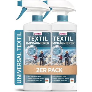 PLINTEX® 2 x 580 ml Impregneerspray voor textiel - Effectief tegen regen & vuil - Nanomembraanimpregnatie - Dermatologisch getest en ademend