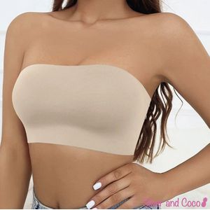 SilverAndCoco® - Strapless BH Top | Naadloze Invisible Onzichtbare Beha Bandeau Naadloos - Nude / Beige - Large