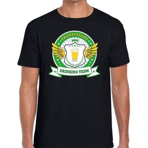 Zwart vrijgezellenfeest drinking team t-shirt heren met groen en geel - Vrijgezellen team kleding mannen S