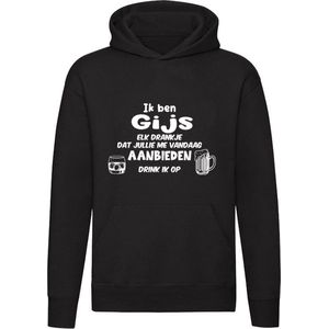 Ik ben Gijs, elk drankje dat jullie me vandaag aanbieden drink ik op Hoodie - feest - drank - alcohol - bier - festival - kroeg - cocktail - bar - vriend - vriendin - jarig - verjaardag - cadeau - humor - grappig - unisex - trui - sweater - capuchon