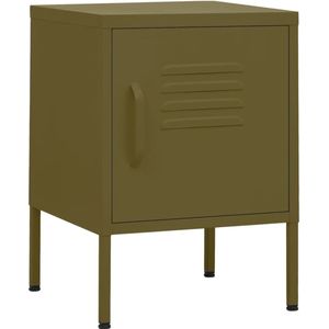 vidaXL Nachtkastje - Staal - Olijfgroen - 35x35x51 cm Nachtkastje - Nachtkast - Sidetable - Salontafel - Industrieel Design