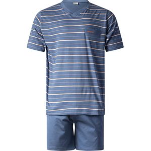Gentlemen - 2 heren shortama's 114284 - korte pyjamasets - knoop- en V-hals - blauw - maat XXL