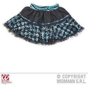Zwarte en blauwe onderrok met ruitpatroon voor vrouwen - Verkleedattribuut - One size