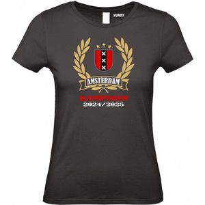 Dames t-shirt Krans Kampioen 2024/2025 | Amsterdam | Shirt Kampioen | Geen officieel Ajax Artikel | Zwart Dames | maat XXL