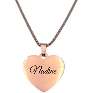 Ketting - Hart - Met Naam - Nadine - Rosegoud