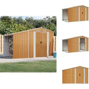 vidaXL Tuinschuur - Tuinschuren - Gereedschapsschuur - Gereedschapskast - Tuinschuur 277x192,5x179 cm gegalvaniseerd staal lichtbruin