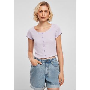 Urban Classics - Cropped Button rib Crop top - L - Paars