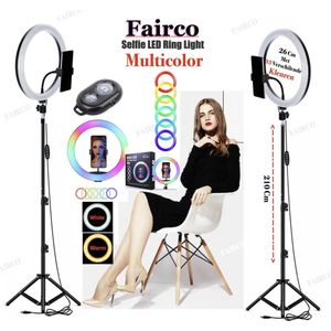 LED Ring Light 26Cm Multicolor Met Statief 210Cm Inclusief Bluetooth afstandsbediening en Telefoonhouder, Selfie - lamp - Ringlamp - Statief - Tik tok - flitser - Make up light - Studiolamp - Ring Light