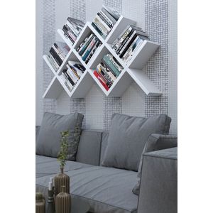 Moka Park - Boekenkast - Boekenplank -Hoekplank voor Wand - Houten Plank - Keuken Plank - Kantoor Plank - Wandplank - Manol - Wit